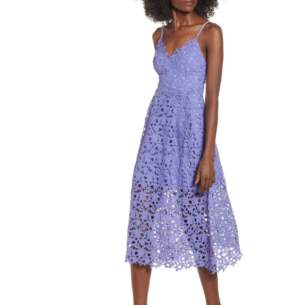 ASTR The Label Purple Lace MIDI Dress